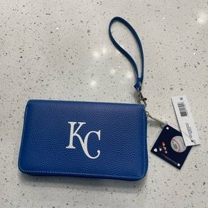 Kc wallet wristlet. Blue with white kc logo.